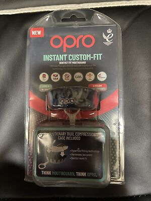 #ad Opro Insant Custom Fit Multi Use Mouthguard Comes w strap Camo Blue Silver $30.98