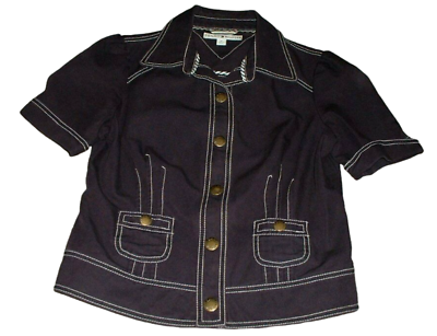 #ad Tommy Hilfiger Womens Navy Blue Jacket Top Size M Medium Snap Front Collar EUC $13.98