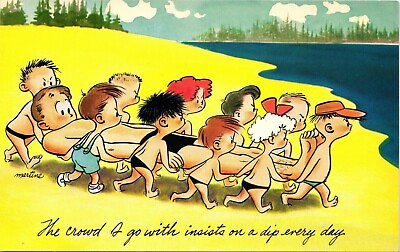 #ad Comic Postcard Kids Carrying Man On the Beach To the Water Unposted $5.00