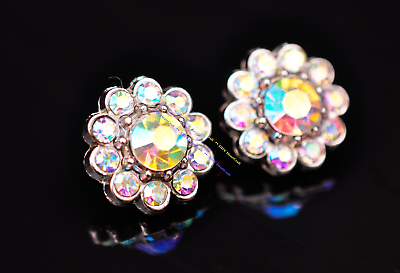 #ad 10X Colorful Sparkling Rhinestone Crystal Flower Leathercraft Belt Conchos 14mm $8.50