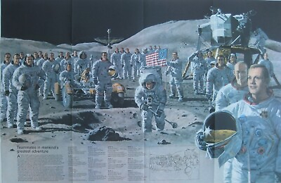 #ad 1973 APOLLO MOON ASTRONAUTS POSTER Shepard Armstrong Schirra Grissom Irwin Rover $14.99