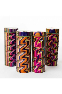 #ad Colorful 4” Wood Round Dugout Box and 3” Metal One Hitter ZIG ZAG style $15.99