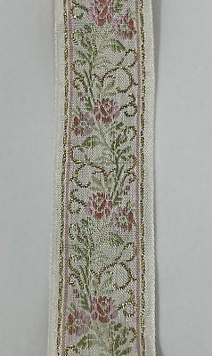#ad Vintage Trim White Gold Floral Flowers 1 1 8quot; X 6 Yards Crafts Sewing Notions $6.99
