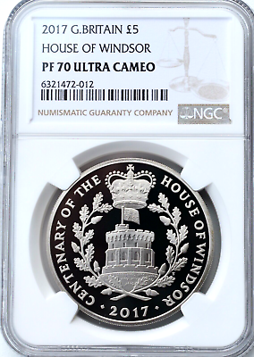 #ad 2017 Proof £5 House of Windsor NGC PF70 Great Britain Cu Ni GBP 128.00