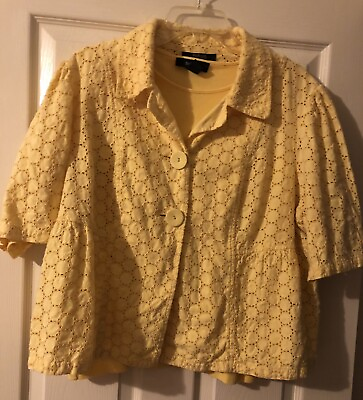 #ad Cute Style amp; Co. Yellow Eyelet Jacket with Yellow T Shirt plus size $2.99