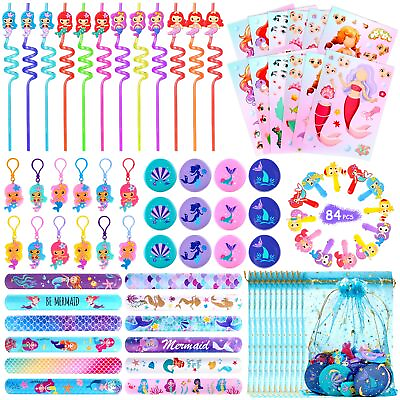 #ad 84PCS Mermaid Party Favors for Kids Mermaid Birthday Party Gift Set Theme sl... $23.73