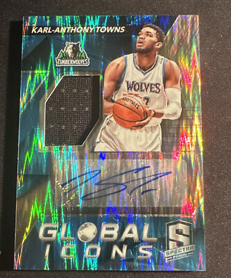 #ad Karl Anthony Towns 2016 17 Panini Spectra Jersey Patch Auto Autograph Blue 99 $69.99