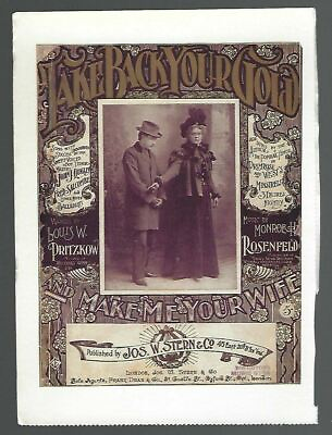 #ad Take Back Your Gold amp; Make Me Your Wife Nostalgic Song Sheet Postcard B amp; W CO6 $24.99