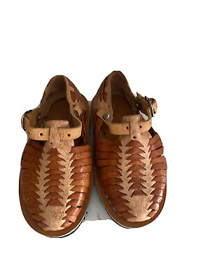 #ad Mexican Huarache Slip On Leather Kids Sandals Size 3 $44.79