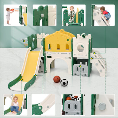 #ad Toddler Slide Freestanding Playground Set Kids 7 in1 Climber Telescope Tunnel $228.97