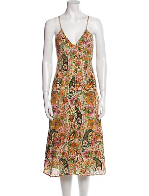 #ad baamp;sh Baila Midi Dress Button Front Strappy Floral Paisley Colorful Womens M $52.49