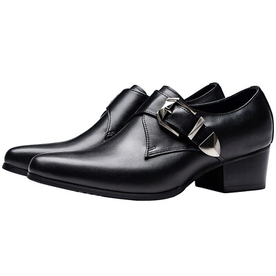 #ad Buckle Mens Formal Dress Business Low Top Heels Party Real Leather Shoes British $149.99