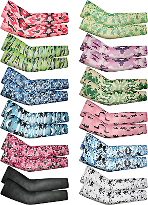 #ad 12 Pairs Arm Sleeves for Kids Compression Arm Sleeve UV Protection Breathable Ba $28.74