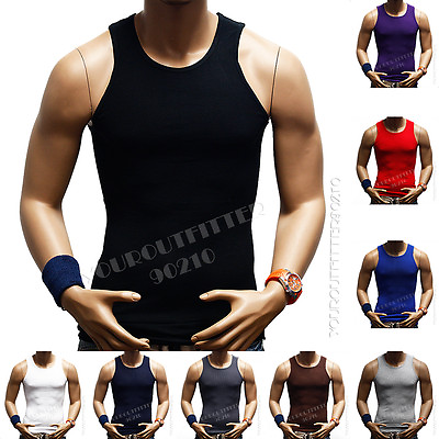 #ad Men Tank Top T Shirt Slim Muscle Casual Ribbed Sleeveless A Shirt Active S 5X $7.59