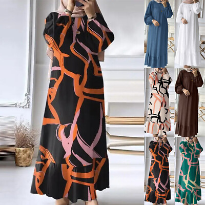 #ad Abaya Muslim Women Long Maxi Dress Fashion Kaftan Dubai Gown Islamic Caftan Robe $19.62