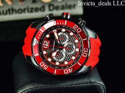 #ad Invicta Men#x27;s 50mm PRO DIVER Chronograph RED CAGE DIAL Red Black Tone SS Watch $59.99