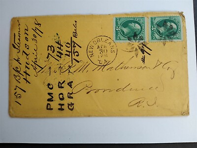 #ad Louisiana: New Orleans 1878 3c Banknote 2 Cover Fancy Cancel $20.00