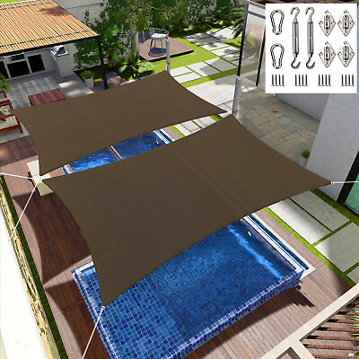 #ad Sun Shade Sail Canopy Rectangle Sand UV Block Sunshade For Backyard Deck Brown $42.29