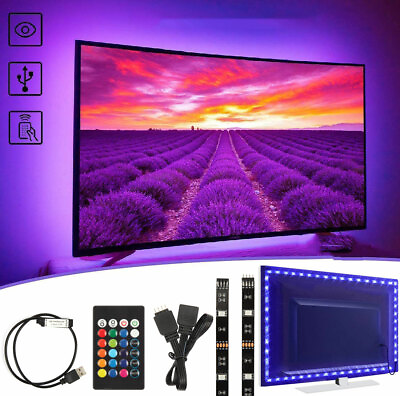 #ad 5V USB Powered TV LED Backlight USB 5050 RGB LED Strip Light Remote Kit 30Leds M $6.15