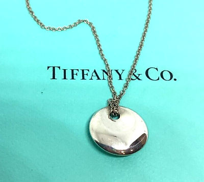 #ad iffany amp; Co Sterling Silver Elsa Peretti Circle Round Pendant Necklace 15quot; $129.99