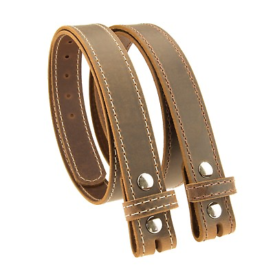 #ad Men#x27;s Buffalo Leather Stitched Belt Strap No Buckle 1 1 4quot; Crazy Horse Brown $27.89