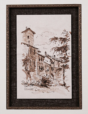 #ad Viktor Shvaiko quot;Street in Vinci Italyquot; Original Watercolor Signed Framedamp;Matted $1174.79
