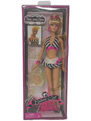 #ad Celebrating Barbie Then and Now 50th Anniversary Bathing Suit Barbie 2009 Mattel $45.20