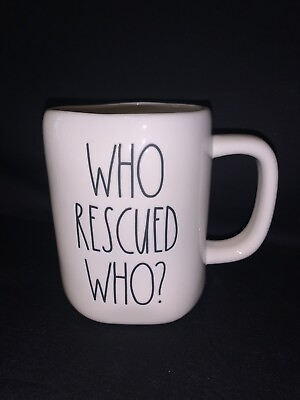 #ad Rae Dunn Artisian Collection by Magenta Coffee Mug “WHO RESCUED WHO?” Tea $7.99