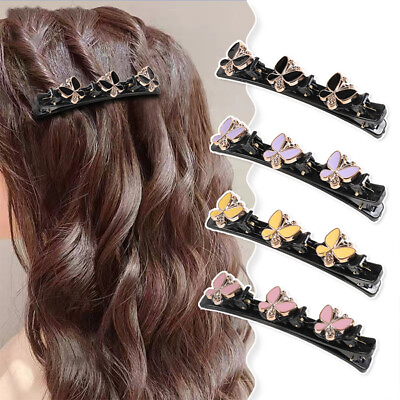 #ad Sparkling Crystal Stone Braided Hair Clip Double Bang Hair Clips Braided Hair ‖ $1.99