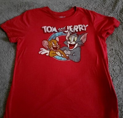 #ad Official Tom and Jerry Red Vintage Style Retro Grapic T Shirt Shirt Size Large $17.00