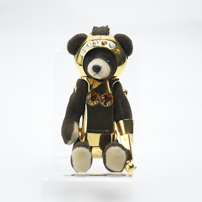#ad PRADA Bag Charm Key chain Key ring Bear Trick Robot Brown x Gold Made in Italy $280.94