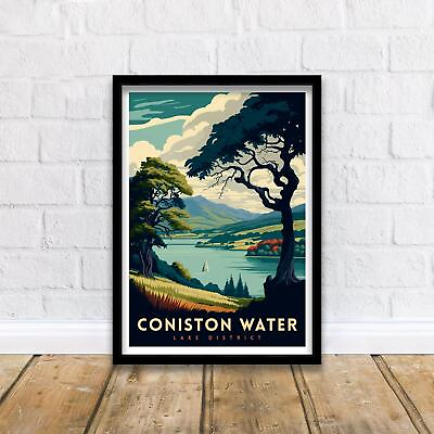 #ad Coniston Water Lake District Travel Print GBP 71.00