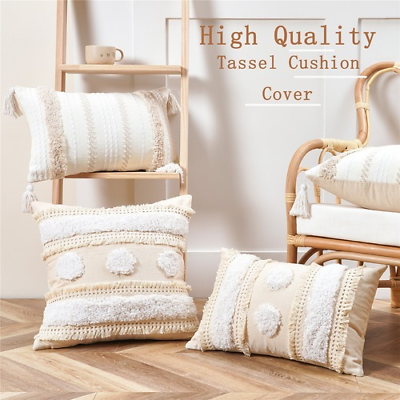 #ad Tassel Linen Cushion Cover for Living Room Nordic Decorative Luxury Pillow Cover $122.41
