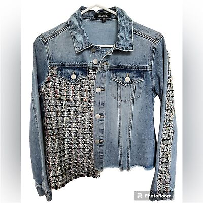 #ad Lea amp; Viola Embroidered patch jean jacket XS $38.00