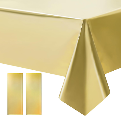 #ad 2 Pcs Gold Tablecloth Plastic Stunning Metallic Matte Finish 40quot; X 108quot; New Ye $244.88