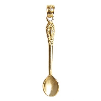 #ad New 14k Gold Spoon Pendant $134.99