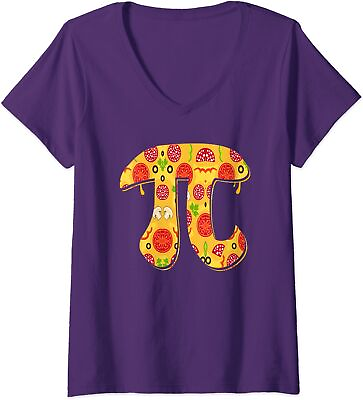 #ad Pizza Pie Funny Happy Pi Day Math Gift Lover Pi 3.14 Ladies#x27; V Neck Tshirt $21.99