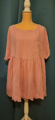 #ad nwot We the Free womens L free people pink linen blend oversized pleated blouse $38.00