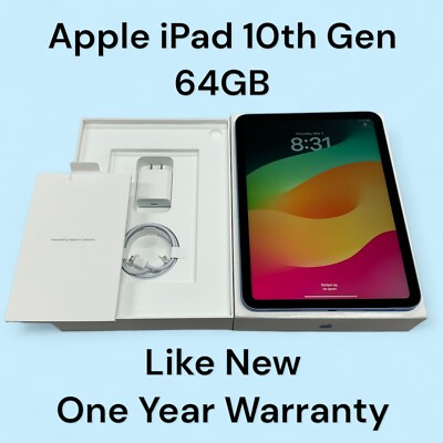 #ad New Apple iPad 10th Gen. 64GB Wi Fi 10.9in Apple Warranty $349.49