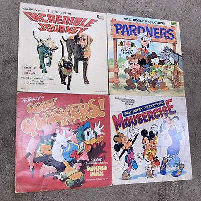 #ad Lot of 4 Disney LP Record Story Of An Incredible Journey Pardners Quackers $10.00