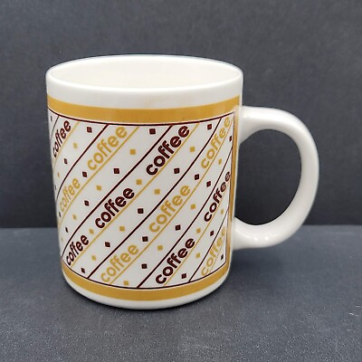 #ad Finest Ceramics 70s Vintage Coffee Mug Diagonal Striped All Over Print $12.00