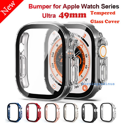 #ad #ad Hard Case For Apple Watch Ultra Ultra 2 49 Tempered Glass Screen Protector Cover $7.99