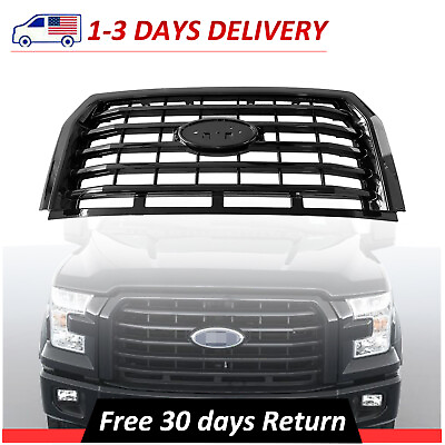 #ad For 2015 2017 Ford F150 Front Bumper Grill Grille ABS Horizontal Style Glossy $79.99