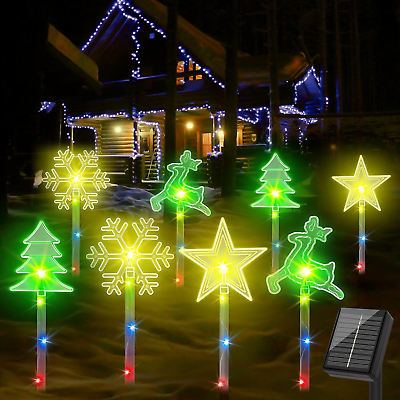 #ad Christmas Decorations outside Solar Lights: 8 Pack 32 LED Solar Pathway Lights O $37.99