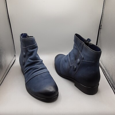#ad Miz Mooz Sallie Women#x27;s Boots 6.5 7W EU 37W Blue River Leather Ankle $69.99