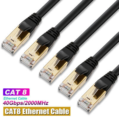 #ad CAT 8 Ethernet Cable 5Pack 10Pack Shielded SFTP Internet Network Patch Cord Lot $246.99