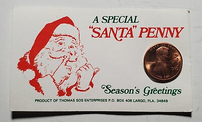 #ad 1989 Lincoln Cent Countermarked Santa Thomas Sos Free USA Ship $14.75
