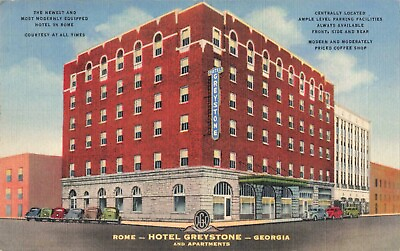 #ad Rome GA Georgia Hotel Greystone Advertising Old Cars Vintage Postcard $6.39