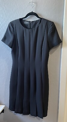 #ad Liz Claiborne Womens Pleated Fit amp; Flare Dress Black Dress Size 6 Vintage $12.71