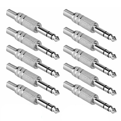 #ad 10Pcs lot 1 4quot; 6.35mm Male Mono Plug Stereo Audio Cable Jack Connector Adapter AU $10.19